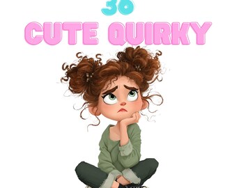 Witzige Clipart: 36 Boho Girl PNG (Digital Download)