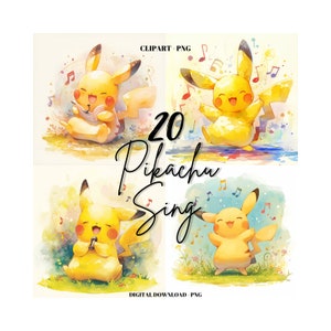 Pikachu Music Clipart: 20 Singing Images Bundle (PNG Digital Download)
