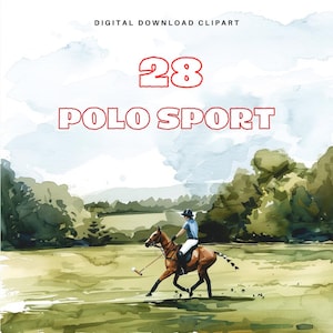 28 cliparts de polo sport, polo aquarelle PNG, art équestre, téléchargement numérique, illustration d'équitation, polo de sport PNG