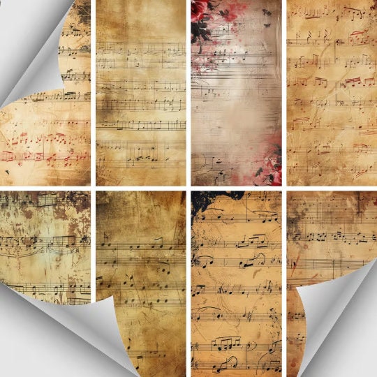 Music Notations Digital Paper 24 Digital Paper Journal Pages Junk