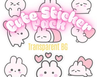 Kawaii Bunny Sticker Clipart | PNG Bundle (Digital Download