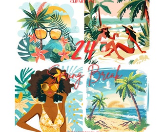 Summer Clipart: 24 Tropical Beach Illustrations (Commercial Use)