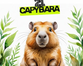 Capybara Clipart: 21 Funny Animals PNG (Digital Download)