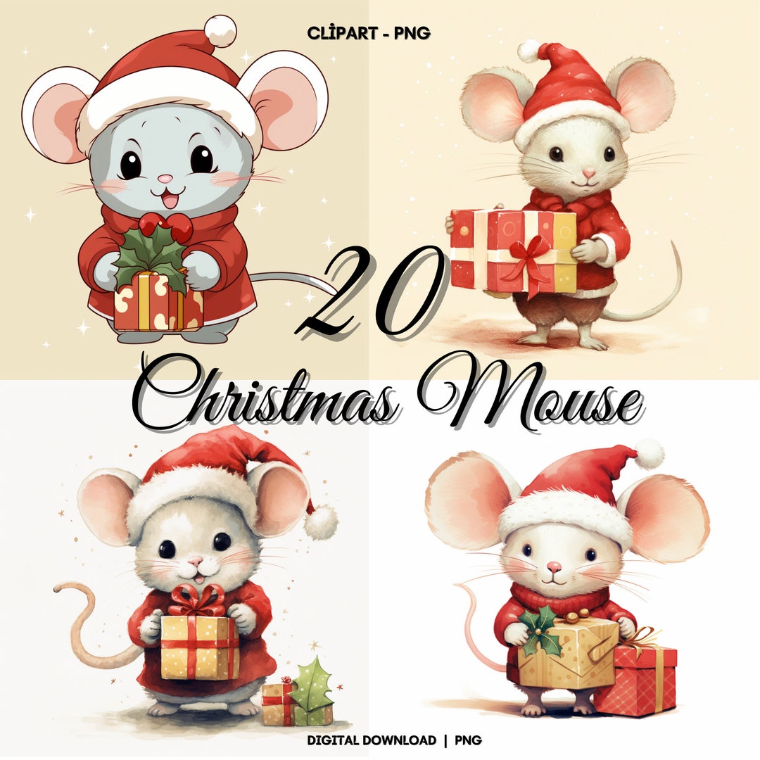 Christmas Clipart PNG 20 Christmas Mouse Images Christmas Etsy