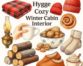 Gezellige winter-clipart: 30 decorelementen (digitale download)