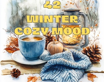 Watercolor Winter Clipart: 42 Hygge Cozy Designs (Digital Download)