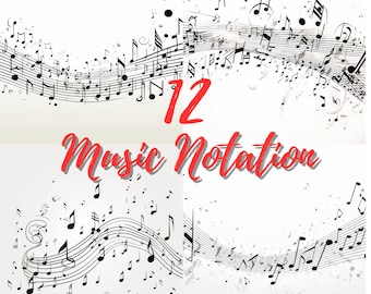 12 Minimalist Music Notes Clipart in PNG Format: Instant Download Bundle