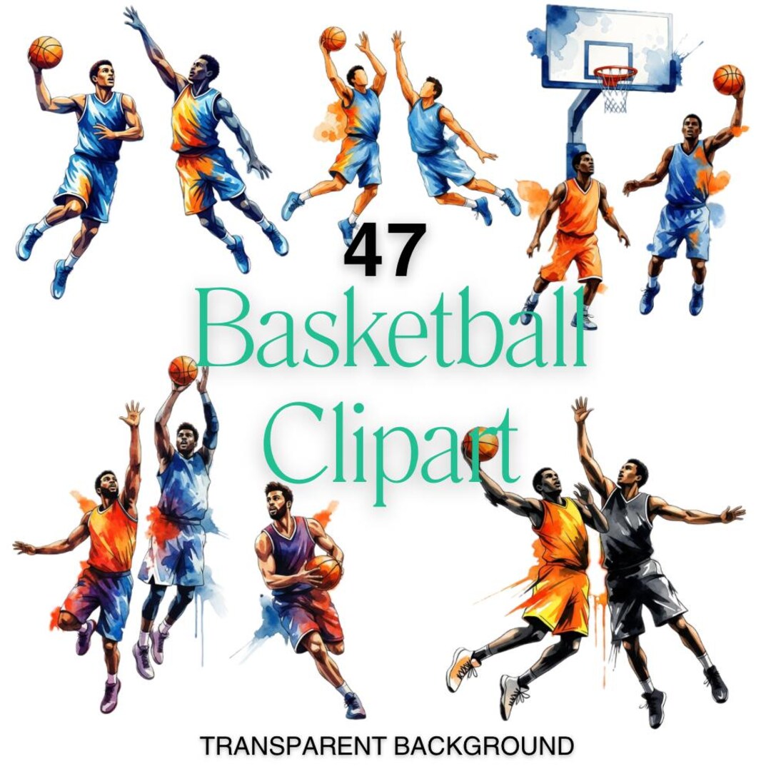 Basketball PNG Clipart Bundle, 47 Watercolor Basketball Player ...