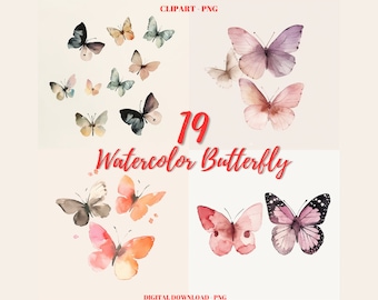 Butterfly Clipart: 19 Ethereal PNG Images (Digital Download)