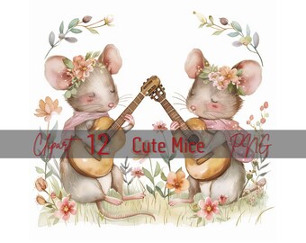 Music Clipart: 12 Mice PNG Image (Digital Download)