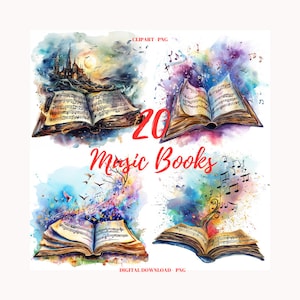 Muziekboek clipart png, 20 fantastische muziekboeken, direct downloaden, commercieel gebruik, notities clipart, muziekboeken