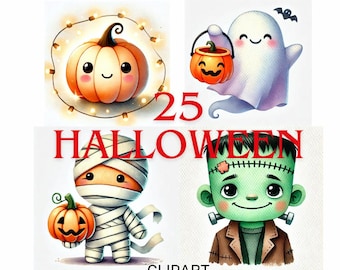 Halloween Character Clipart, Spooky PNG Designs (Digital Download)