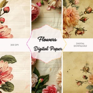 Floral Digital Paper: Shabby Chic Journal Kit (Digital Download)