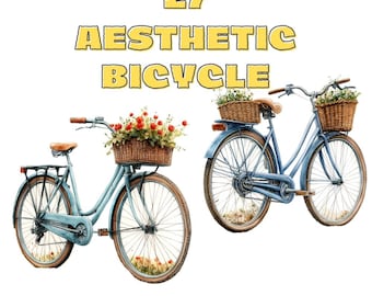 Bicycle Clipart, 27 Vintage Bike PNG (Digital Download)