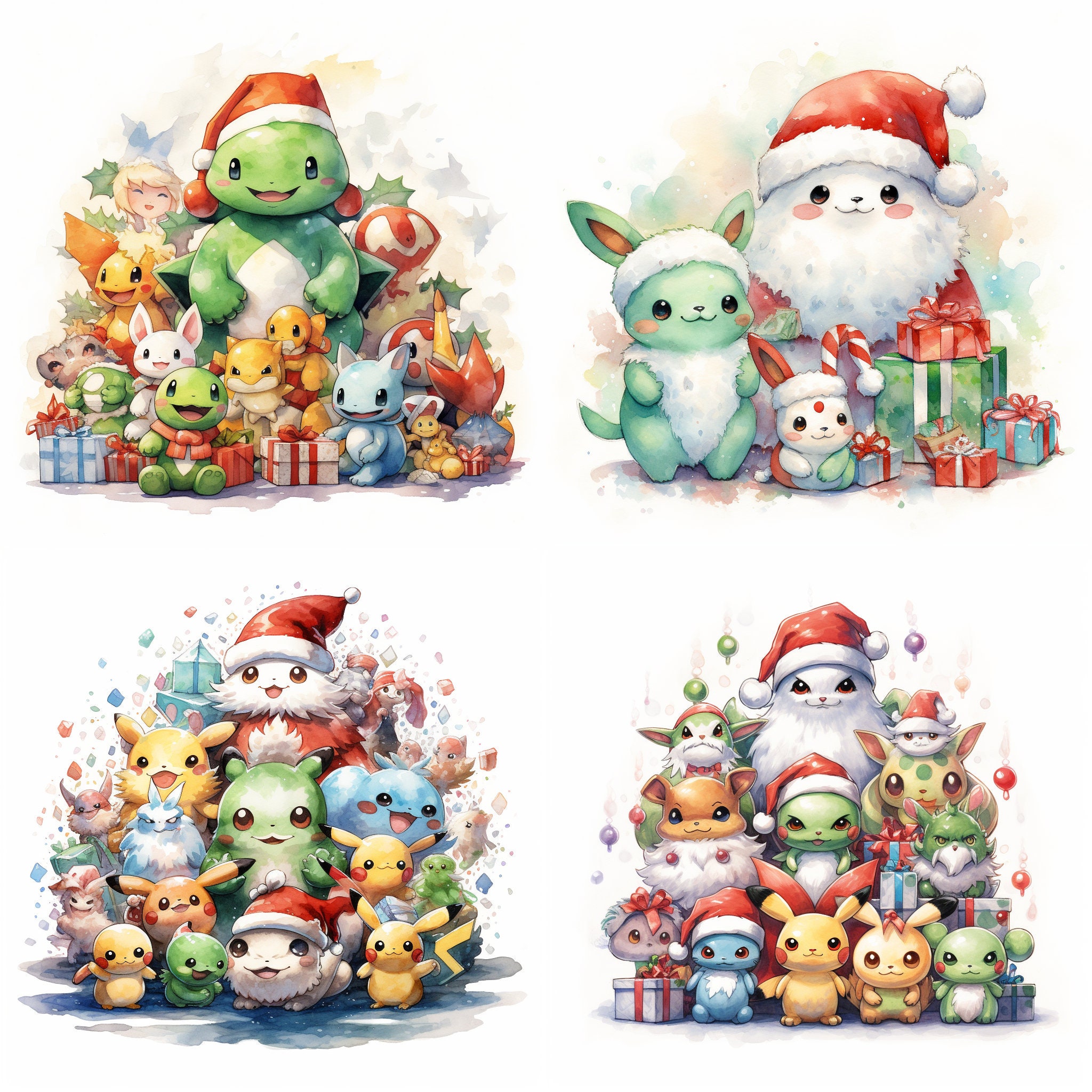Pokemon Clipart PNG, 20 Pokemon Christmas Images Bundle, Pokemon ...