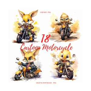 Motocykl PNG Clipart, 18 Cartoon Motorcycle Png, Akwarela Cute Cartoons Motorcycle Collection, Chick Motorbike PNG Clipart