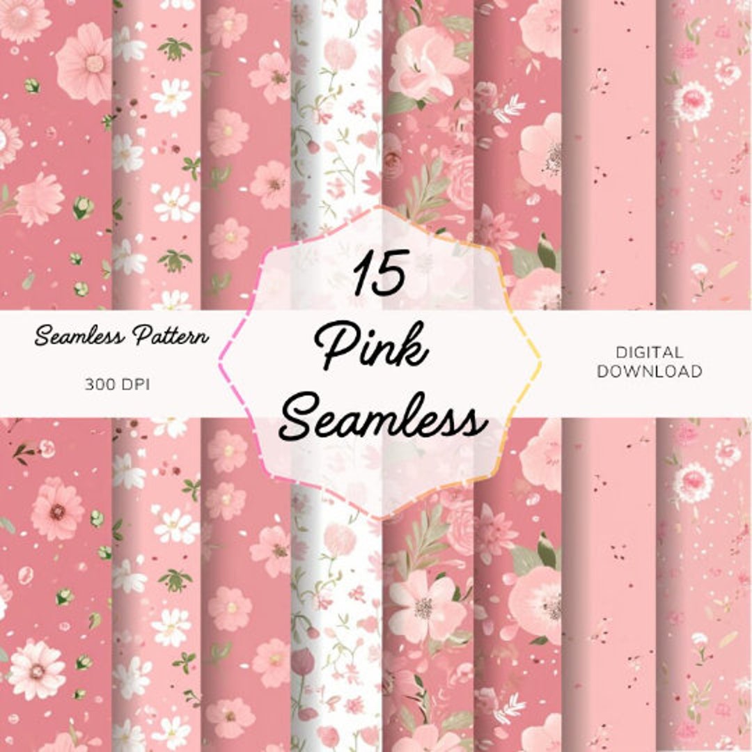 Pink Paper Patterns Pink Pattern, 15 Digital Papers, Seamless Papers, Scrapbook Paper ...