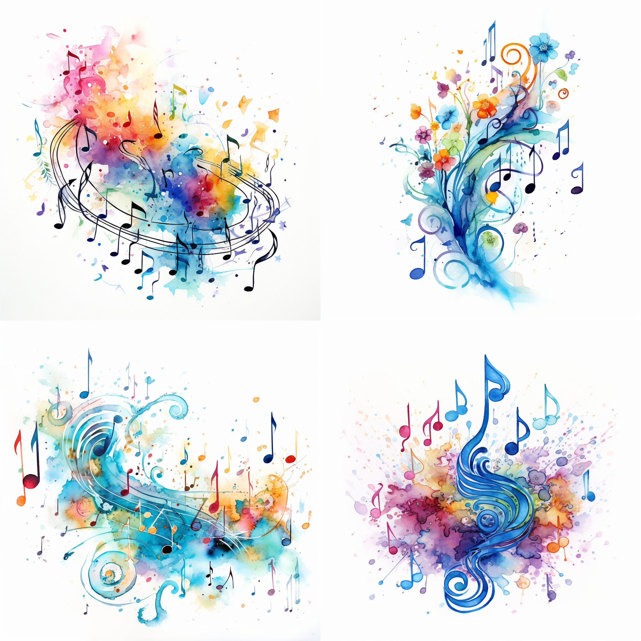 Watercolor Music Note Clipart: 26 Colorful PNG Set (commercial Use) - Etsy