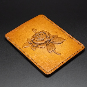 gegraveerde leren portemonnee, gesneden billfold, gegraveerde lederen portemonnee met bloemen, kaarthouder, damesportefeuilles, portefeuilles voor dames, gegraveerde portemonnee
