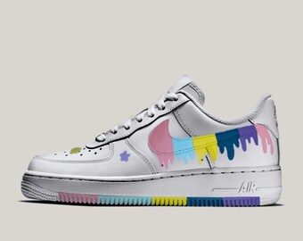 Custom Air Force 1 Snake Rainbow Swoosh| AF1 Custom Snake Rainbow Swoosh| Custom Shoes