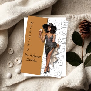 Buon compleanno / Biglietto stampabile / Afroamericano / Magia della ragazza nera / Biglietti di melanina / Biglietto di auguri