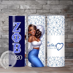 Zeta Phi Beta Tumbler Wrap, Sublimation PNG, 20oz Straight, Skinny Tumbler, Digital Download