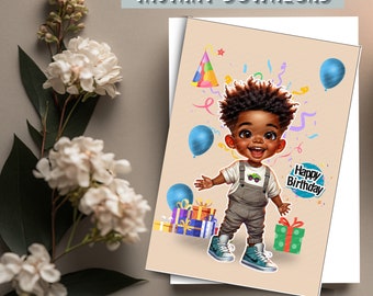 Black Boy Joy | Printable Card | Birthday card | African American Greeting Card | Digital Card