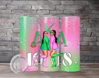 Alpha Kappa Alpha Sorority,  20 oz Skinny Tumbler Wrap, Digital Download , Sublimation PNG
