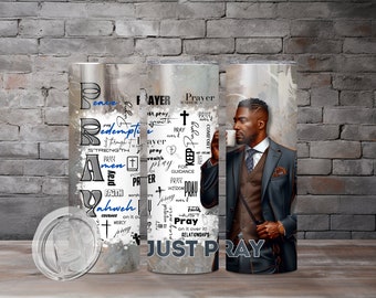 Men Tumbler Wrap, 20 oz Skinny, Sublimation, Men Clipart, Christian tumbler wrap, Gift for Him, African American