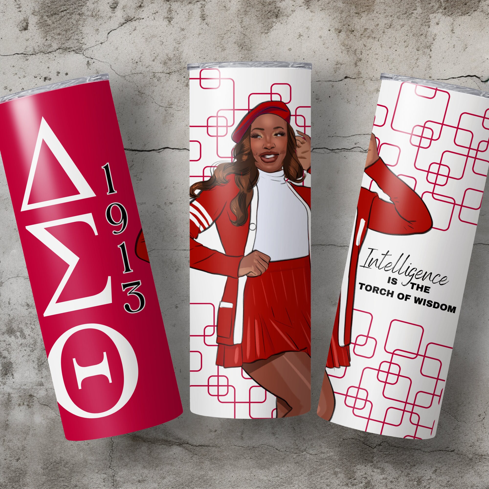 Delta Sorority Tumbler Wrap Design, Sorority 1913 Tumbler, 20oz Skinny, PRINTABLE PNG, Sublimation