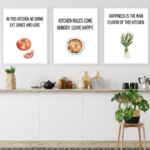 Bundle set Kitchen Rules set of 3 Wall Art Printable Instant Download
