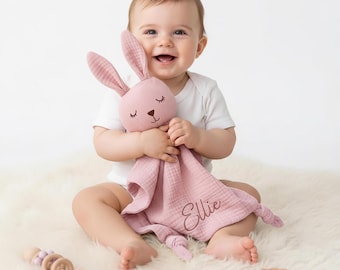 Personalized Baby Security Blanket, Organic Cotton Cuddle Lovey Valentine Gift Mother's Day Gift