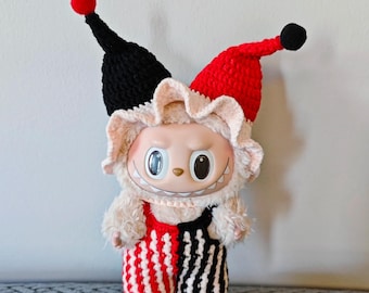 Labubu Clown Outfit Crochet Pattern - Circus Doll Clothes PDF, Colorful Plush Costume DIY for Labubu Fans, Fits Labubu Gen 1/2/3