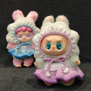 Labubu Cloud hat and ruffle dress crochet pattern Outfit V1 V2 / PDF crochet pattern doll outfit
