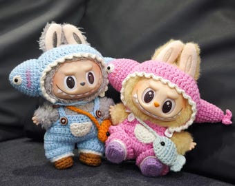 Labubu Crochet Clothes Pattern–8in1 Amigurumi Doll Outfits PDF Labubu Accessories Pattern, Fits Gen 1/2/3