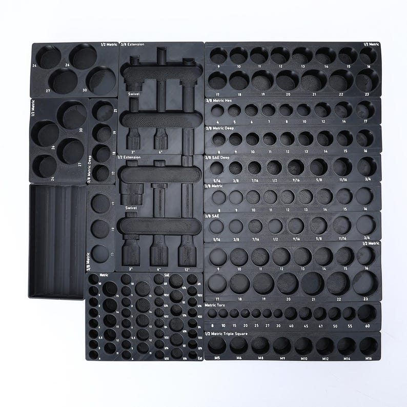 Gridfinity Socket Set Organizer 1/2", 3/8", 1/4"shallow Impact/drive ...