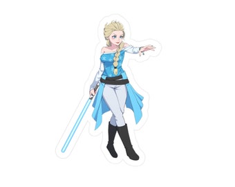 Jedi Elsa vinylklistermärke | Jedi Knight | Star Wars | Disney Prinsessor | Disney World | Vattenflaskklistermärke | Crossover | Frost