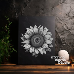 Sunflower PNG for CNC Laser Engrave, Laser Burn, Glowforge File, Lightburn File, Slate Engraving, Digital Design PNG, Illusion Laser