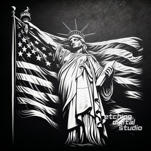 Statue of Liberty PNG for CNC Laser Engrave, Laser Burn, Patriotic, Lightburn File, Slate Engraving, Digital Design PNG, Illusion Laser