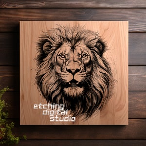 Lion PNG voor CNC lasergraveren, laserbranden, Glowforge-bestand, Lightburn-bestand, houtgravure, digitaal ontwerp PNG, illusielaser