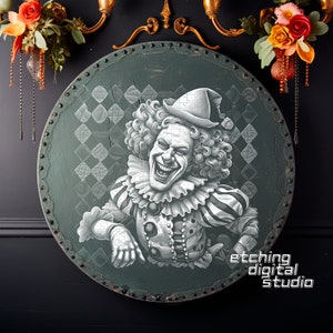 Clown Slate PNG | Slate Coasters Engraved | Slate Boards Etching | DIY Home Decor | Laser Engraving File | Cnc Router Files