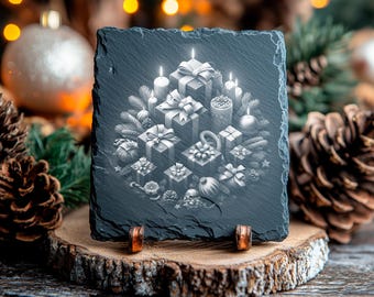 Christmas Presents PNG for CNC Laser Engrave, Laser Burn, Glowforge File, Lightburn File, Slate Coasters, Digital Design PNG, Illusion Laser