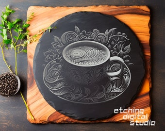 Coffee PNG for CNC Laser Engrave, Laser Burn, Glowforge, Charcuterie, Chopping Board, Cutting Board, CNC Router, Illusion Laser