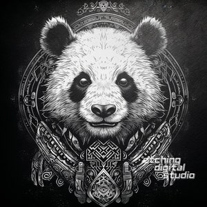 Panda PNG pour gravure laser CNC, gravure laser, fichier Glowforge, fichier Lightburn, gravure sur ardoise, conception numérique PNG, laser illusion