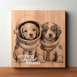 Explorer Puppies PNG for CNC Laser Engrave, Laser Burn, Glowforge File, Lightburn File, Wood Engraving, Digital Design PNG, Illusion Laser