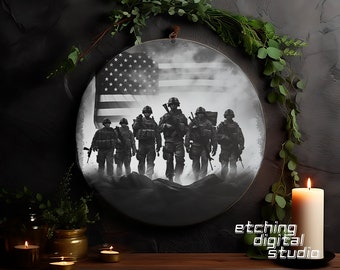 U.S Soldiers PNG for CNC Laser Engrave, Laser Burn, Glowforge File, Lightburn File, Slate Engraving, Digital Design PNG, Illusion Laser