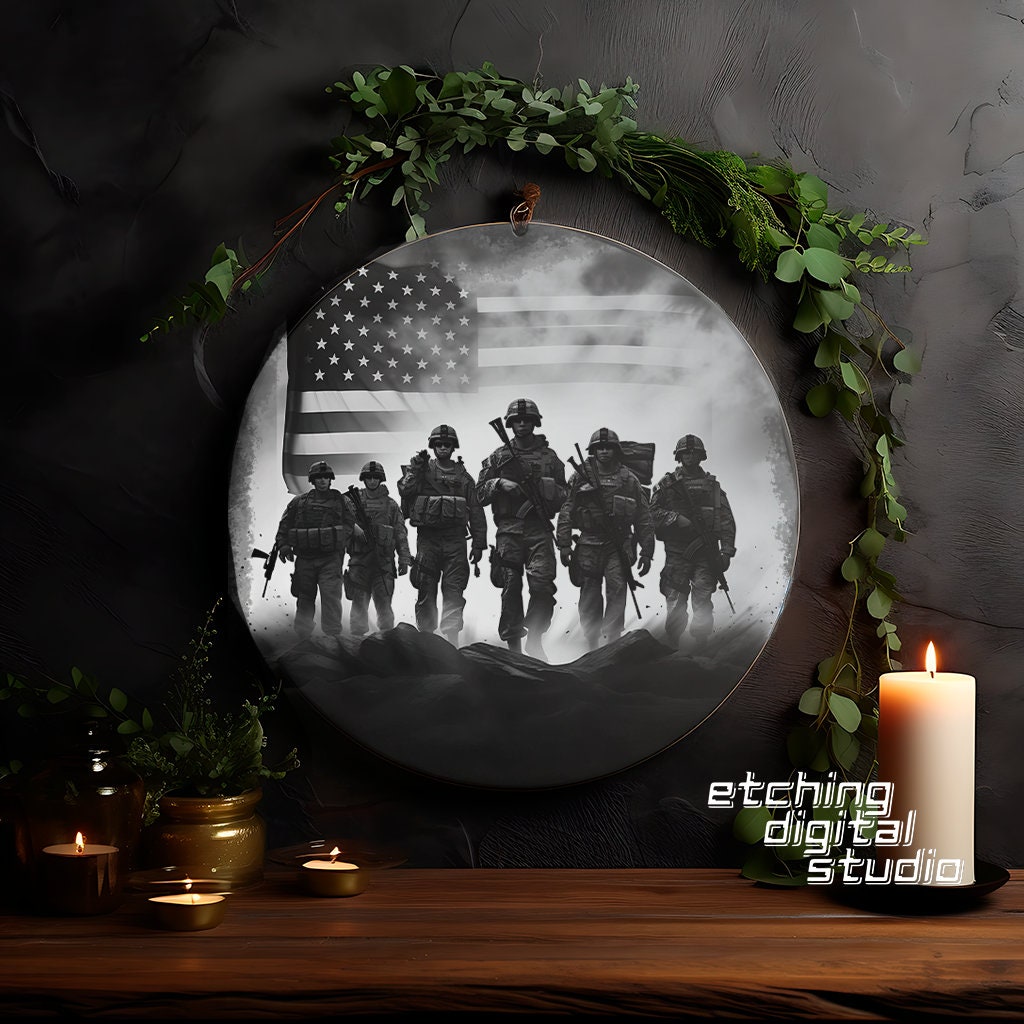 U.S Soldiers PNG for CNC Laser Engrave, Laser Burn, Glowforge File, Lightburn File, Slate Engraving, Digital Design PNG, Illusion Laser
