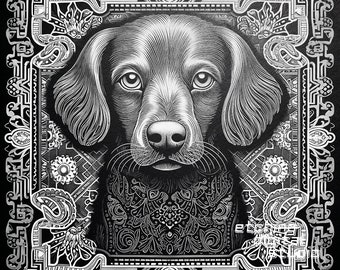 Dog Tile PNG for CNC Laser Engrave, Laser Burn, Glowforge File, Lightburn, Slate Coaster, CNC Router, Illusion Laser, Engraving Design