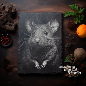 Little Rat PNG pour gravure laser CNC, gravure laser, fichier Glowforge, fichier Lightburn, gravure sur ardoise, conception numérique PNG, laser illusion