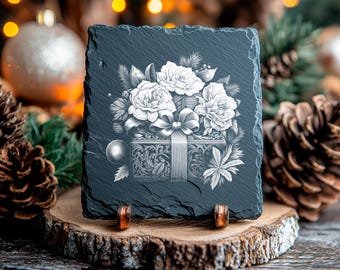 Christmas Present PNG for CNC Laser Engrave, Laser Burn, Glowforge File, Lightburn File, Slate Engraving, Digital Design PNG, Illusion Laser